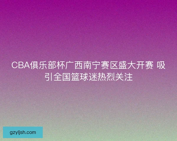 CBA俱乐部杯广西南宁赛区盛大开赛 吸引全国篮球迷热烈关注