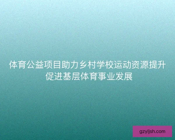 体育公益项目助力乡村学校运动资源提升 促进基层体育事业发展